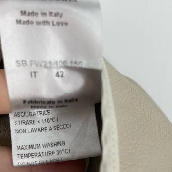 Sara Battaglia High Waist Faux Leather Pants Cream Wide Leg IT Size 42 - Picture 13 of 16